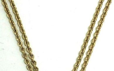 Victorian 10K Yellow Gold Pearl Watch Chain 25.5"