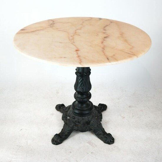 Victorian-Style Cast Iron & Marble Cafe Table