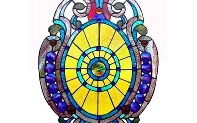 Victorian Style Stained Art Glass Hanging Panel