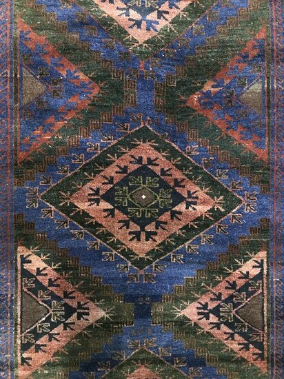 Vintage Handmade Caucasian Wool Rug