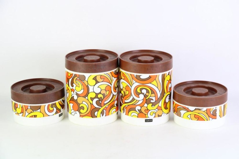 Vintage Lidded Kitchen Canisters (4), Willow Australia