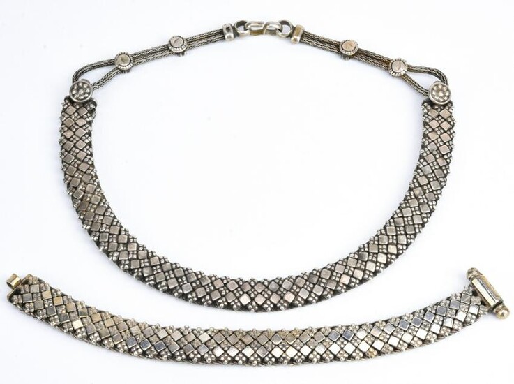 Vintage Sterling Silver Ethnic Necklace & Bracelet