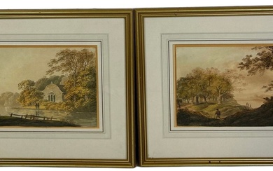WILLIAM PAYNE (1760-1830): A PAIR OF WATERCOLOUR PAINTINGS ON...