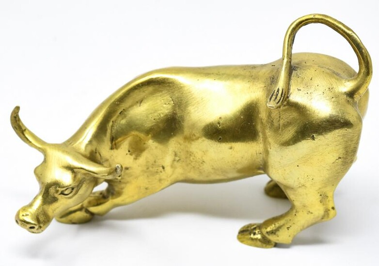 Wall Street Gilt Brass Bull Decorative Statue
