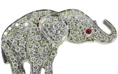 White Gold Diamonds and Ruby Brooch/Pendant