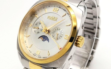 a "roamer" moon phase watch with 2 subdials on...