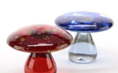 Blenko Art Glass Mushroom Paperweights