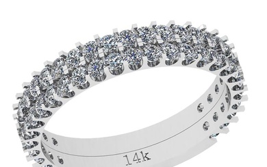0.98 Ctw Si2/i1 Diamond 14K White Gold Groom Wedding Band Ring
