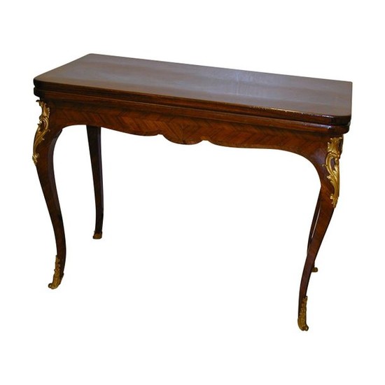 1 Louis XV style game table, mounted on...