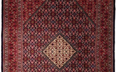 10 x 13 Wine Red Semi Antique Persian Tabriz Herati Mahal Rug
