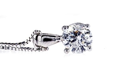 1.05 Ct E-F/VS2 Round Diamond Pendfant - 14 kt. White gold - Necklace with pendant - Clarity enhanced Diamond - No Reserve
