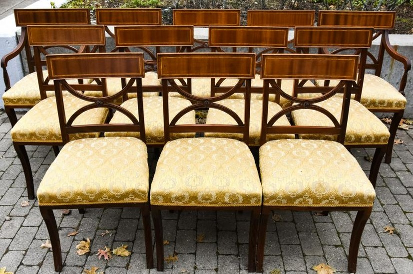 12 Biedermeier Upholstered Dining Chairs