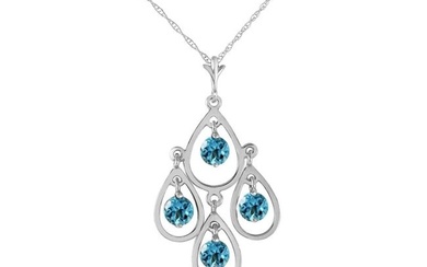 1.2 CTW 14K Solid White Gold Call The Tune Blue Topaz Necklace