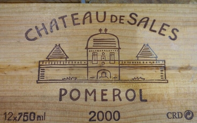 12 bouteilles CHÂTEAU DE SALES 2000 Pomerol Caisse bois d'origine