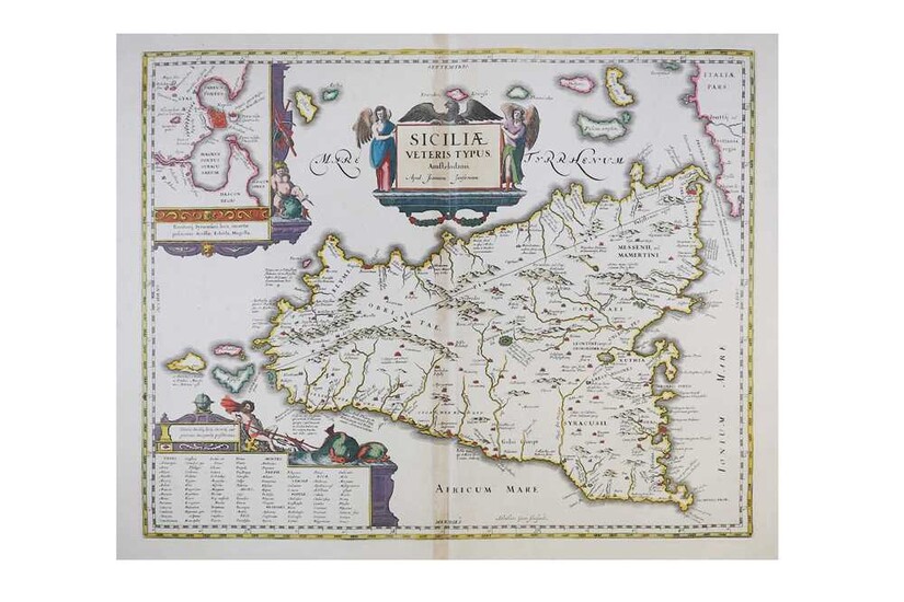 Jansson (Jan) Siciliae Veteris Typus, copper engraved map by...