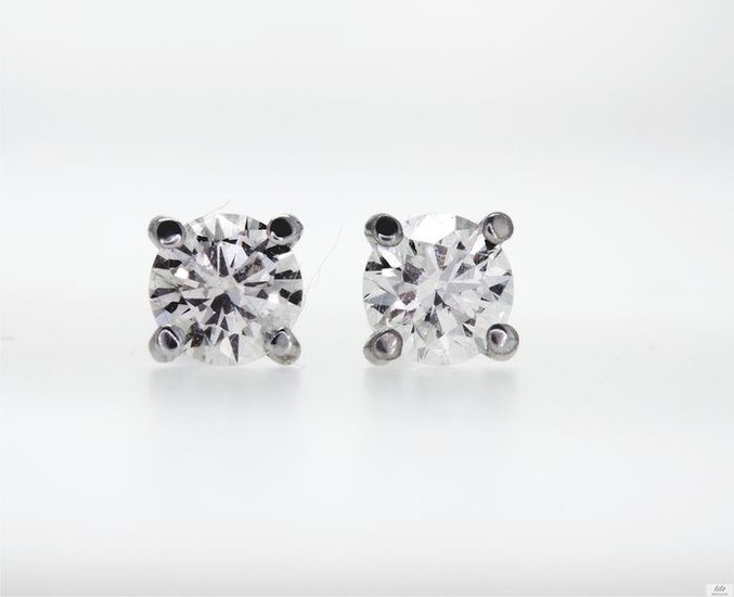 14 kt. White gold - Earrings - 0.40 ct Diamond - D/VVS