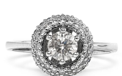 14 kt. White gold - Ring - 0.52 ct Diamond - (0.88 ct Total Carat Weight) - No Reserve Price