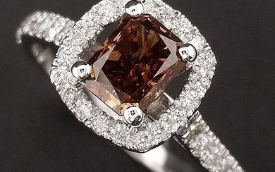 1.40ct Fancy Deep Orangy Brown, Diamonds - 14 kt. White gold - Ring - ***No Reserve Price***