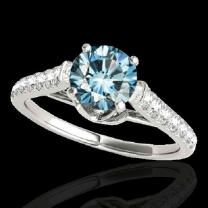 1.46 CTW SI Certified Fancy Blue Diamond Solitaire Ring
