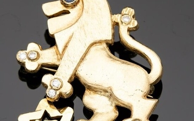 14K Gold and Diamond Lion Pin/Pendant