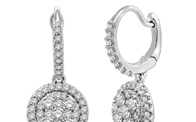 14K White Gold 1 1/10 Ctw Diamond Fashion Earrings