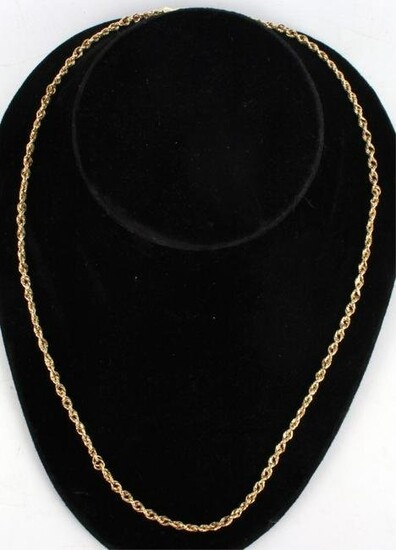 14K YELLOW GOLD MEN'S ROPE CHAIN NECKLACE