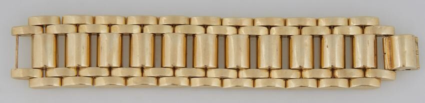 14K Yellow Gold Wide Link Bracelet, 20th c., H.- 1 3/16
