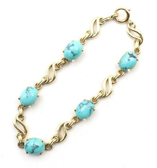 14KY Gold Turquoise Bracelet