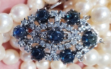 18 kt. White gold - Necklace - 16.00 ct Diamond - pearls, diamonds