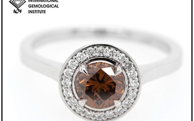 18 kt. White gold - Ring - 1.17 ct Diamond - Fancy Deep Brown Orange - No Reserve Price