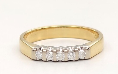 18 kt. White gold, Yellow gold - Ring - 0.25 ct Diamonds