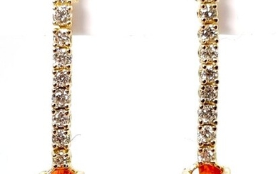 18 kt. Yellow gold - Earrings - 1.50 ct Sapphires - Diamonds