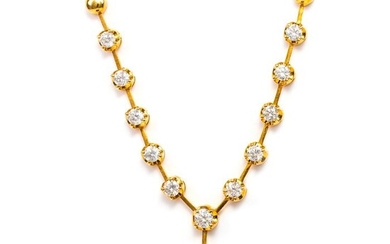 18 kt. Yellow gold - Necklace - 2.00 ct Diamonds - No Reserve Price
