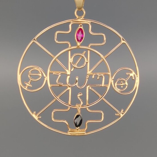 18 kt. Yellow gold - Pendant - 0.35 ct Ruby - Sapphire