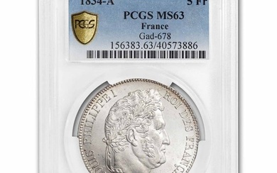 1834 France Silver 5 Francs Louis