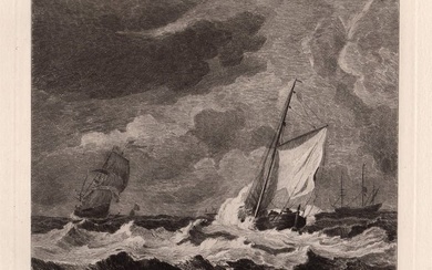1876 Willem van de Velde the Younger A Gale at Sea (A Small Dutch Vessel close-hauled in a Strong