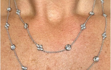 18K White Gold 9.00 Ct. Diamond by the Yard Necklace