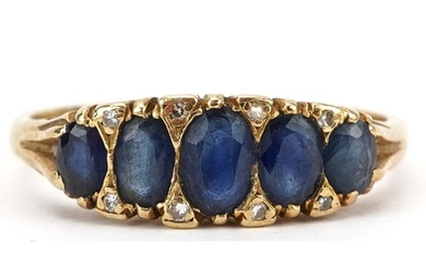18ct gold sapphire and diamond ring set with five graduated ...