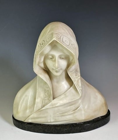 19th C. Italian Neoclassical Carved Marble Bust