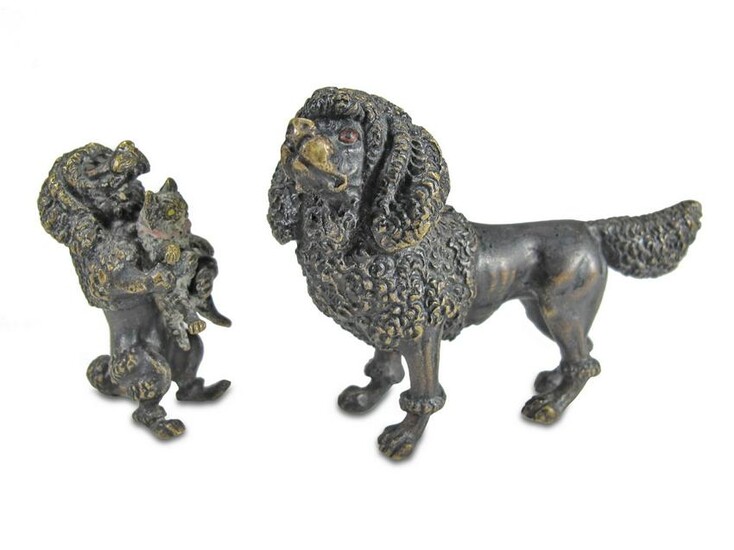 2 Antiques Vienna bronze small dogs