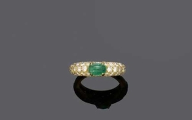 EMERALD AND DIAMOND RING, BY CARTIER.