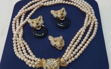 Bijoux Cascio Gold-plated - Necklace, earrings, brooch, Set