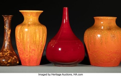 27083: Four Pilkington Lancastrian Pottery Glazed Vases
