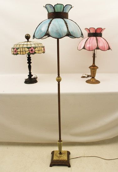 3 ART GLASS LAMPS