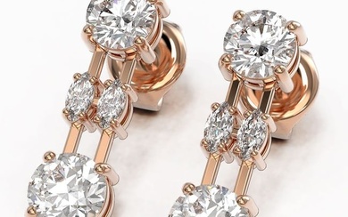 3 ctw Marquise Cut Diamond Designer Earrings 18K Rose Gold