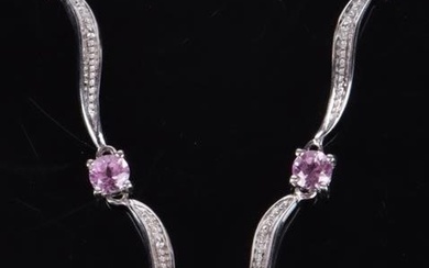 3.25CTW PINK SAPPHIRE 10K WHITE GOLD NECKLACE