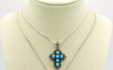 (4) Sterling Turquoise Crosses & Rings