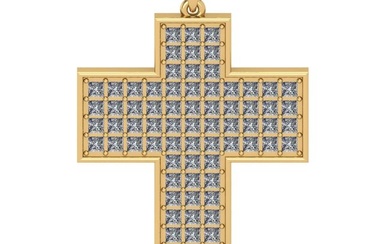 4.44 Ctw SI2/I1 Diamond 14K Yellow Gold Cross Pendant Necklace