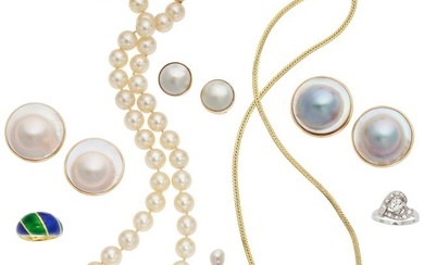 55383: Diamond, Cultured Pearl, Mother-of-Pearl, Ename