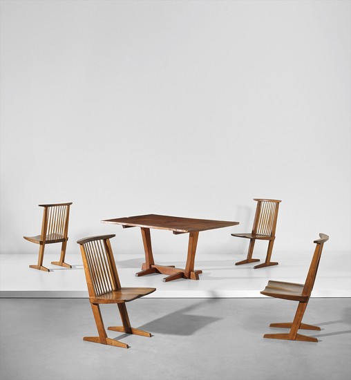 George Nakashima, Set of four 'Conoid' dining chairs